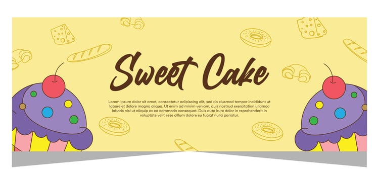Horizontal banner of sweet cupcakes vector design