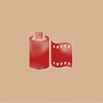 Photographic film halftone style icon with grunge background vector illustration