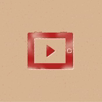 Portable media player halftone style icon with grunge background vector illustration