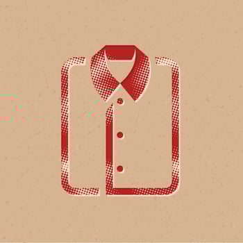 Folded shirt halftone style icon with grunge background vector illustration