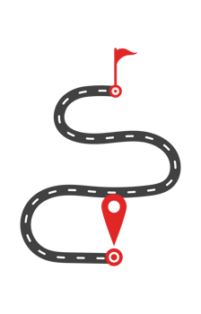 Travel route on the map starting point to goal setting life goals png