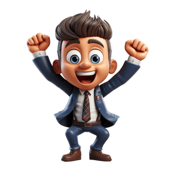 AI generated a 3d happy businessman with suit on isolated transparent background png, generated with AI png