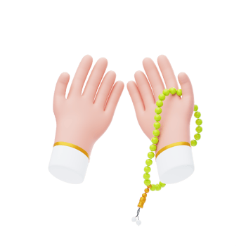 Prayer hands 3d icon. Muslim man hands holding rosary 3d illustration. Ramadan Kareem Concept png