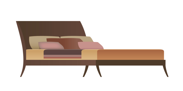 Dark designer double bed living room retro style home interior design with pillow and cushion png