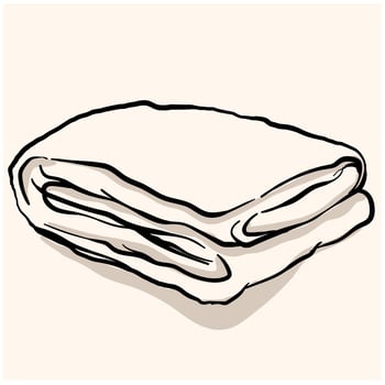 Neat comfortable thick velvet divan throw illustration style doodle and line art vector