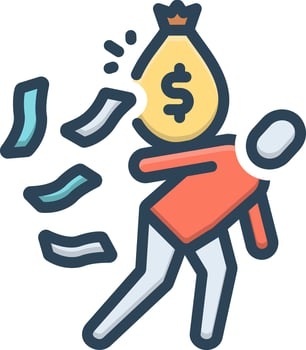 Vector black line icon for debt burden