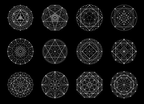 Sacred geometry, esoteric, magic, alchemy symbols vector