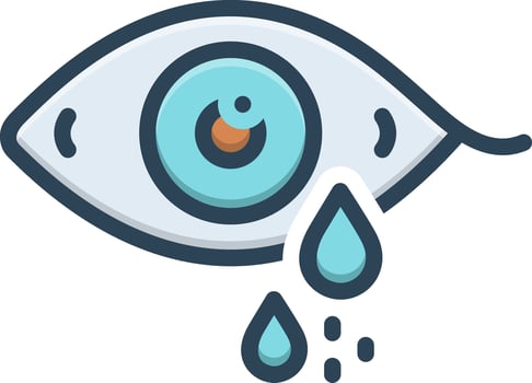 Vector black line icon for tears