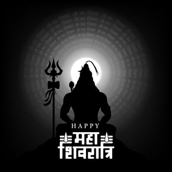 indian maha shivratri festival illustration of lord shiva with black background and maha shivratri text calligraphy vector