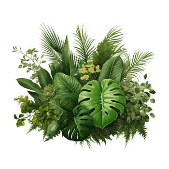 AI generated Tropical Transparency Bush Foliage in Nature Arrangement png