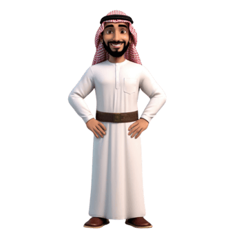 AI generated 3d render of a muslim man on isolated transparent background png, generated with AI png