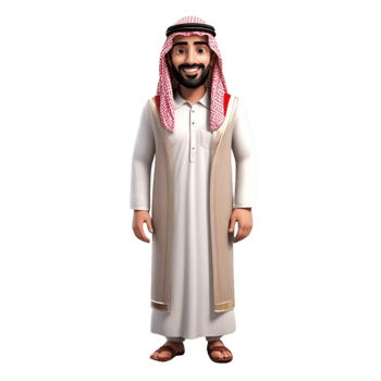 AI generated 3d render of a muslim man on isolated transparent background png, generated with AI png