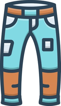Vector black line icon for jeans