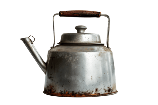 AI generated Old metal kettle with clipping path PNG