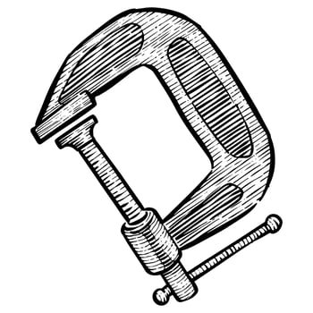 Clamp icon in sketch style vector