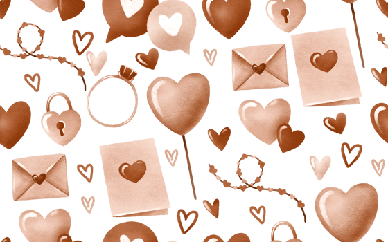 Seamless pattern for Valentine's Day. Background for February 14th with hearts, garlands and love letters. Ideal for textiles, clothes, wedding decor. Valentine's day holiday texture romantic png