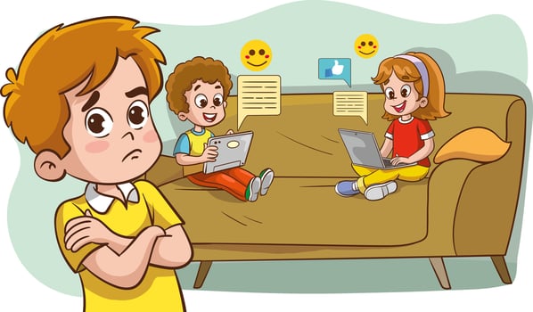 vector illustration about social media addiction