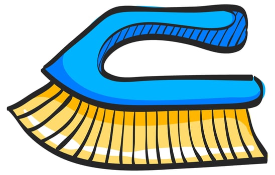 Brush icon in hand drawn color vector illustration
