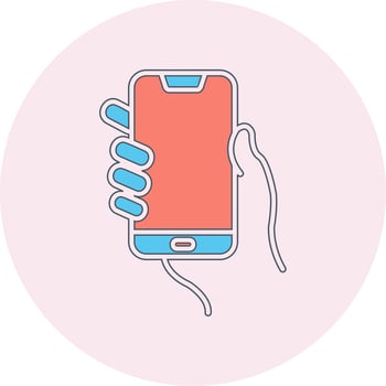 Hands holding mobile phone Vecto Icon vector