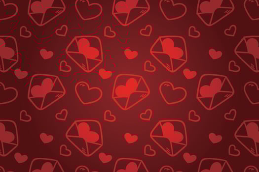 Vector love heart pattern, vector hand drawn Valentine's Day pattern, Valentine's Day background.