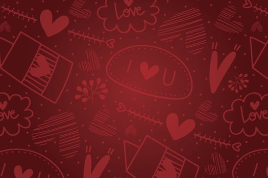 Vector love heart pattern, vector hand drawn Valentine's Day pattern, Valentine's Day background.