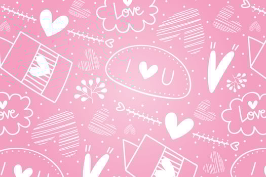Vector love heart pattern, vector hand drawn Valentine's Day pattern, Valentine's Day background.