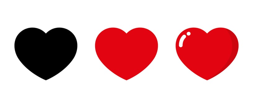 Love, heart icon vector in flat style. Romantic sign symbol
