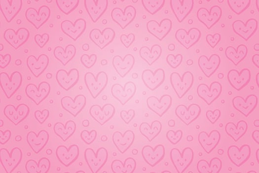Vector love heart pattern, vector hand drawn Valentine's Day pattern