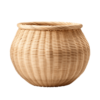 AI generated Wicker Basket. Transparent background, isolated image. png