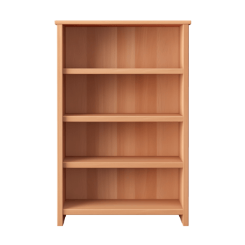 AI generated Empty Wooden Bookshelf. Scandinavian modern minimalist style. Transparent background, isolated image. png