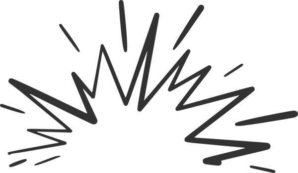 Cartoon boom effect. Comic bomb explosion. Doodle energy hit, speed crash with sparks. Power action element for manga and anime png