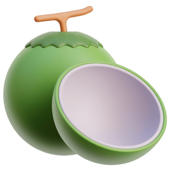 3D coconut icon on transparent background png