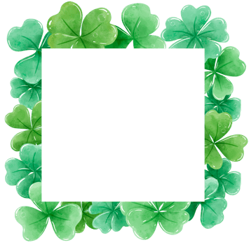 Handdrawn watercolor illustration clipart of Clover Frames Wreaths with Flowers St'Patricks Day birthday Floral arrangements greeting cards wedding invitation Party Irish png