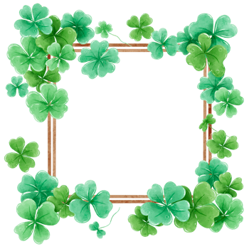 Handdrawn watercolor illustration clipart of Clover Frames Wreaths with Flowers St'Patricks Day birthday Floral arrangements greeting cards wedding invitation Party Irish png