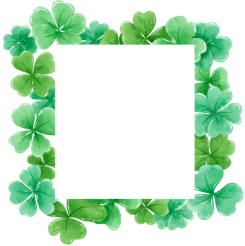 Handdrawn watercolor illustration clipart of Clover Frames Wreaths with Flowers St'Patricks Day birthday Floral arrangements greeting cards wedding invitation Party Irish png