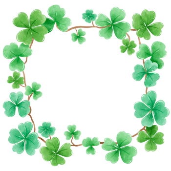 Handdrawn watercolor illustration clipart of Clover Frames Wreaths with Flowers St'Patricks Day birthday Floral arrangements greeting cards wedding invitation Party Irish png