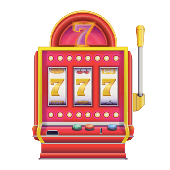 Slot machine in realistic style with lucky sevens 777. Casino Las Vegas jackpot. Colorful PNG illustration.
