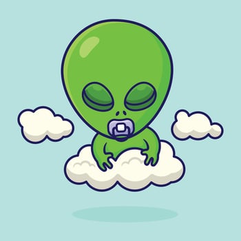 free vector cartoon baby alien sleeping art design