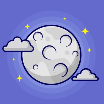 free vector cartoon moon in the sky with star art design