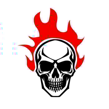skull on fire logo flat vector design