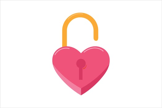 Love Padlock Valentine Day Sticker Design vector