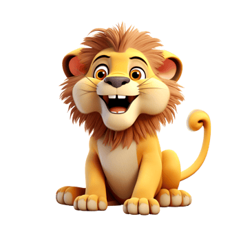 AI generated Artistic 3D Cartoon Lion Drawing Painting Illustration No Background Perfect for Print on Demand Digital Art png