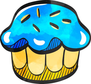Cake icon in color drawing. Food sweet delicious glazed chocolate dessert vector