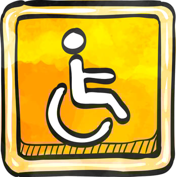 Disabled access icon in color drawing. Road building wheelchair care vector