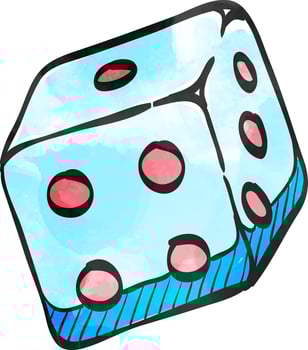 Dice icon in color drawing. Leisure game gambling playing chance opportunity vector