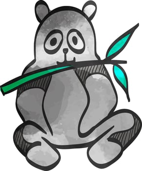 Panda icon in watercolor style. vector