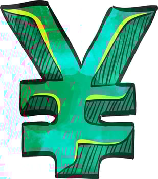 Japan Yen symbol icon in color drawing. vector