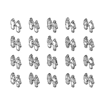 National Clothes Costume Design isometric icons set vector