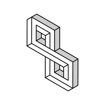 optical impossible geometric shape isometric icon vector illustration