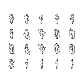 body human anatomy figure isometric icons set vector